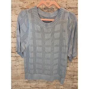 Womens Short Sleeve Sweater Holy Size Small Round Neck